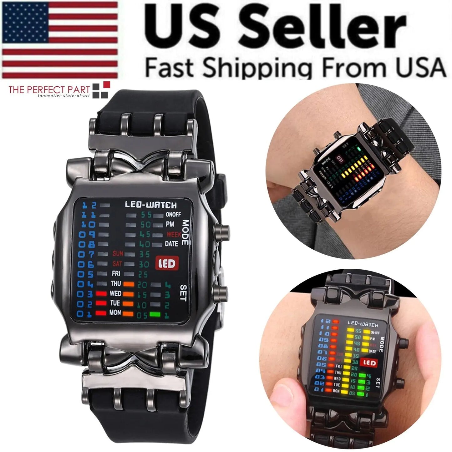 Luxury Men's Watch LED Sports Date Digital Bracelet Waterproof Quartz Wristwatch