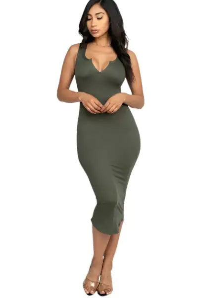 WOMEN SPLIT NECK TANK DRESS